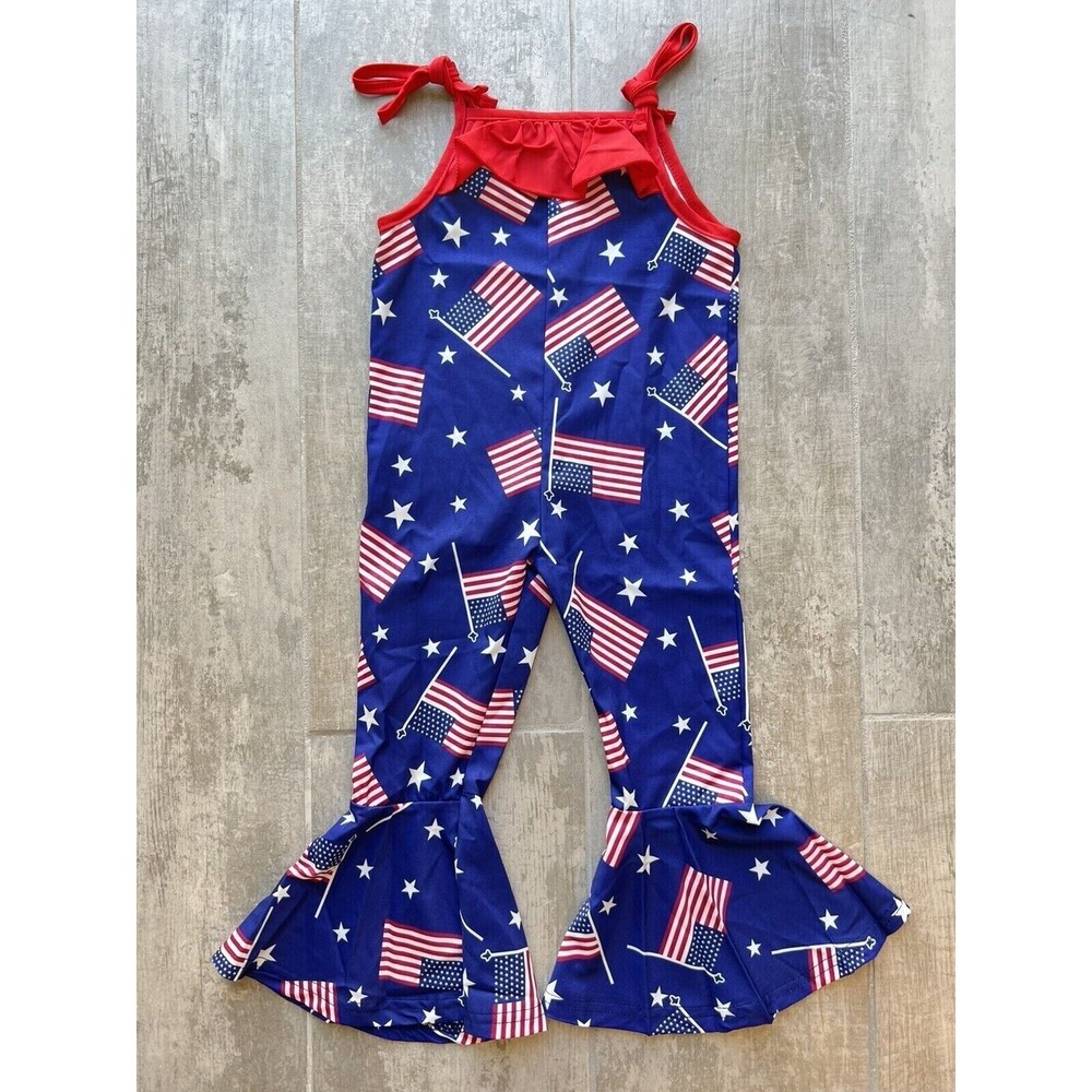 Los Angeles Boutique One Piece Romper Jumpsuit 4th of July Flag Outfit NEW 2T - Picture 3 of 7